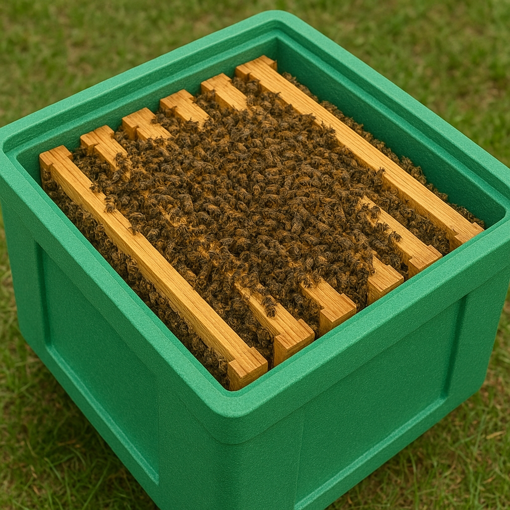 Essaim hiverné dans ruchette polystyrène